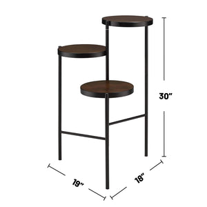 English Elm Multi-Tiered Foldable Plant Stand with Metal Frame and Wooden Round Tiers, 3-Tier Display, Black Finish — Stylish Indoor Outdoor Organizer B016P317039
