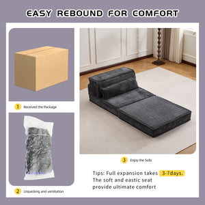 English Elm Compression Mahjong Sofa Bed - Stylish Modular Floor Seating, Soft Fleece, No Assembly, Dark Grey W3723P377151