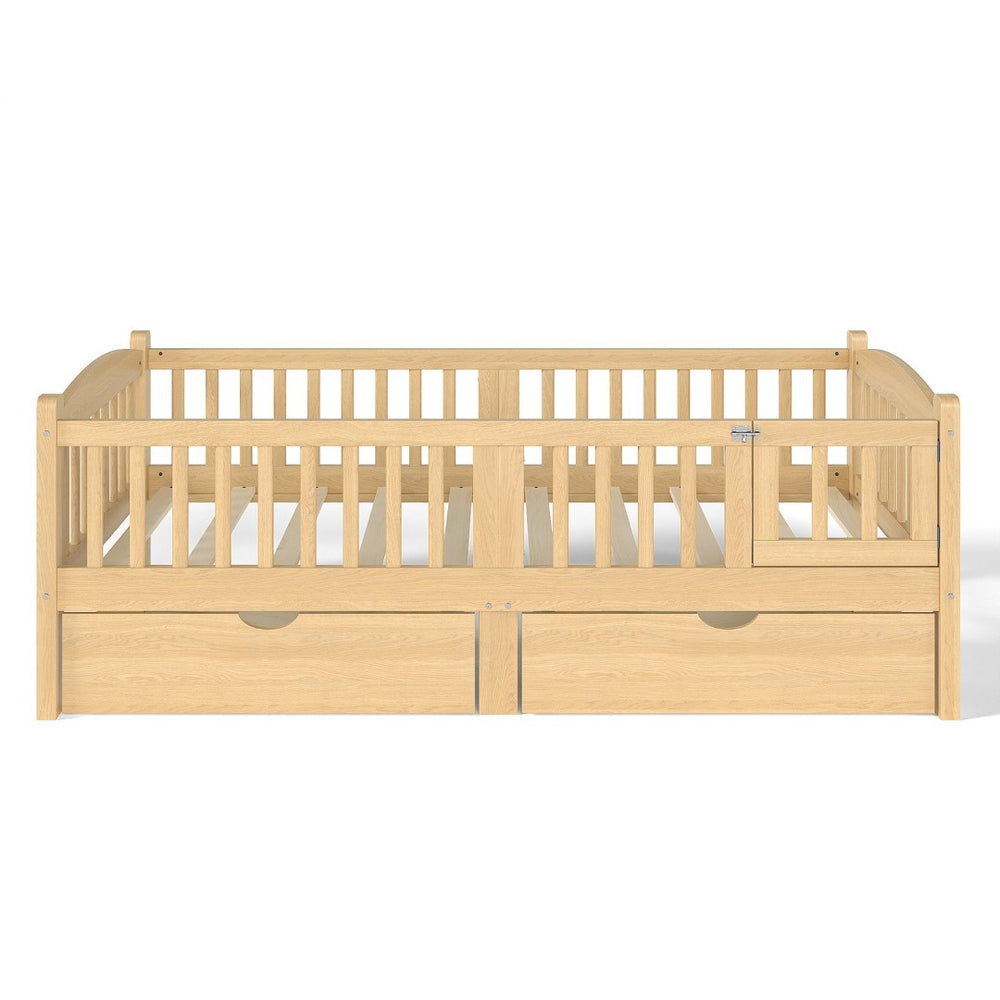 English Elm Metal Twin Over Full Bunk Bed White Steel Frame Space Saving Slat Support for Teens Natural W1580P383110