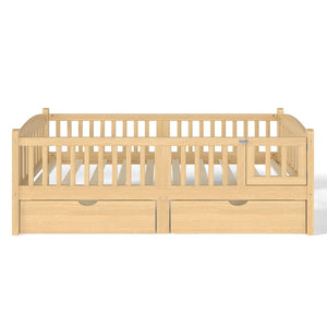 English Elm Metal Twin Over Full Bunk Bed White Steel Frame Space Saving Slat Support for Teens Natural W1580P383110