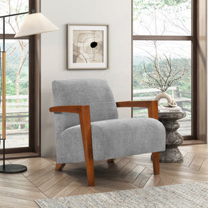 English Elm Ultra-Modern Mid-Century Chenille Armchair with Chestnut Solid Wood Frame, Dacron Foam Comfort, Stylish Seating for Living Room Gray 30.25 L x 28.75 W x 17.25 H B011P308550