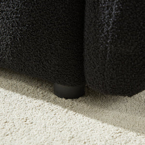 English Elm 1 Seater Modern Lounge Chair Sofa with Teddy Fleece, Wooden Frame, 7 Cushions, Sturdy 250lb Seats Black W1193S00167