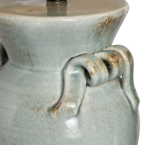 Crestview Collection 24.75"H Rustic Ceramic Table Lamp With Antique Charm, Oatmeal Shade & Versatile 3-way Socket   Cvap2908