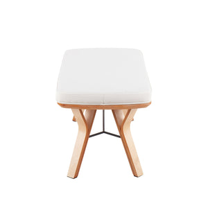 English Elm Folia Mid-Century Modern Bench with Plush Upholstered Seat and Tapered Wood Legs, 44" L Cream B202S01150