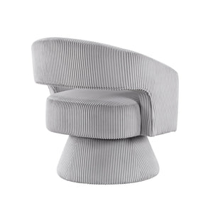 English Elm Modern Corduroy Swivel Accent Chair with Plush Textured Upholstery, 360° Rotation, Minimalist Elegance Gray 27.75 L x 26.5 W x 19.75 H B011P256232