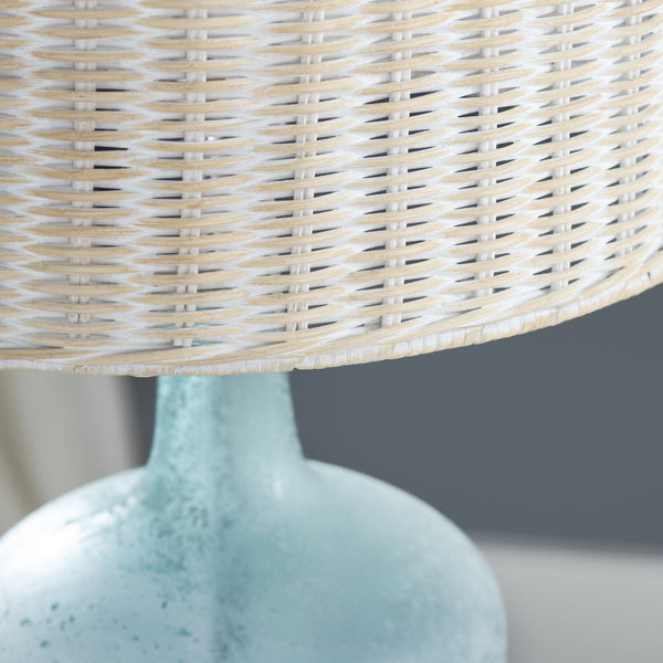 Crestview Collection 28"H Coastal Elegance Glass Table Lamp With Ombre Blue Finish, Crystal Base & Textured Shade   Cvazbs120