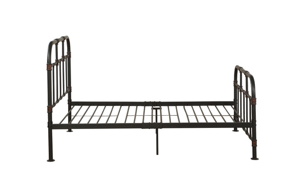 English Elm Sandy Metal Full Panel Bed with 20 Slats — Sandy Grey Durable Frame, Supportive Comfort & Style B062P215390