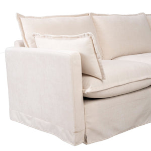 English Elm 93.31" Modular L-shaped Sectional with Movable Ottoman Chenille 4-seat Living Room Sofa Beige W2795S00034