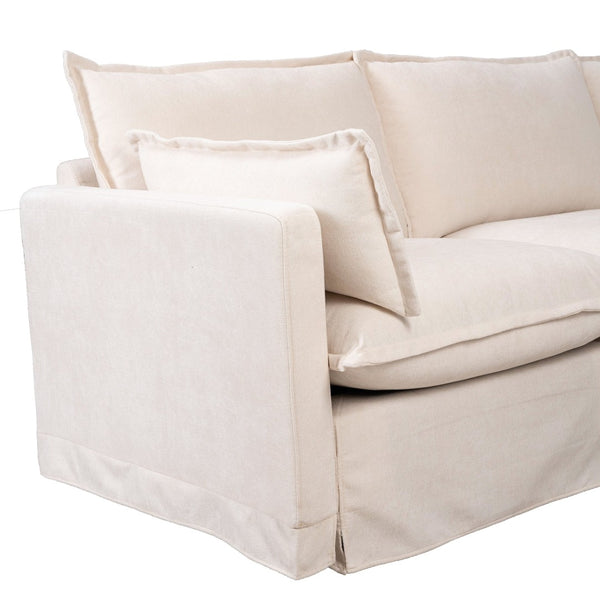 English Elm 93.31" Modular L-shaped Sectional with Movable Ottoman Chenille 4-seat Living Room Sofa Beige W2795S00034