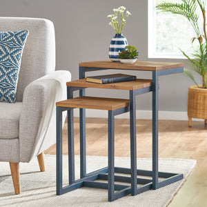 English Elm Christopher Knight Home® - NESTING Kacha Modern Industrial Firwood Nesting Tables Set of 3 — Sturdy Iron Frames, Antique Brown Finish, Space-Saving Design 57836.00