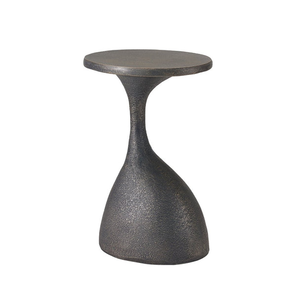 English Elm Outdoor Handcrafted Mgo Oval Side Table with Sculpted Base and Copper Artisan Finish N772P379525C