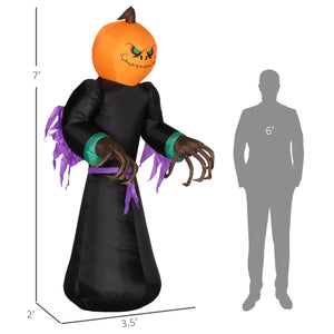 English Elm Homcom 7-Foot Halloween Inflatable Reaper Ghost Pumpkin – Led Yard Decor For Spooky Fun Nights! W2225P229472