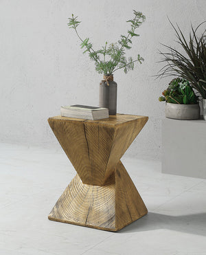 English Elm Zahi Oak Accent Table — Eco-Friendly Fiber Concrete, Rustic-Modern Organic Texture, Sturdy Style B2726P248606