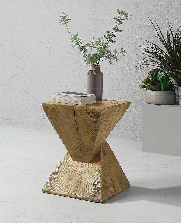 English Elm Zahi Oak Accent Table — Eco-Friendly Fiber Concrete, Rustic-Modern Organic Texture, Sturdy Style B2726P248606