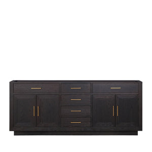 English Elm Black Oak Double Bath Vanity 80in W x 22in D - 2-Sink Midcentury Wood Cabinet, Soft-Close Drawers, Fully Assembled B2731P260859