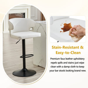 English Elm Modern Oil-wax Upholstered Swivel Barstools with Ergonomic High Back for Kitchen Islands Black White W2920P419850