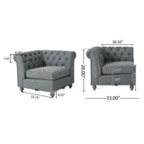 Christopher Knight Home® - Noble House - Voll Chesterfield Tufted Fabric 5 Seater Sectional Sofa with Nailhead Trim