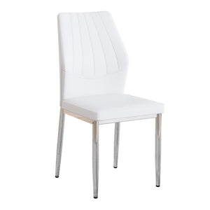 English Elm Set of 4 Brown Shell-Pattern Dining Chairs with Ergonomic Tech Fabric, Sturdy Metal Legs, 37" White+Silver W1151P359609