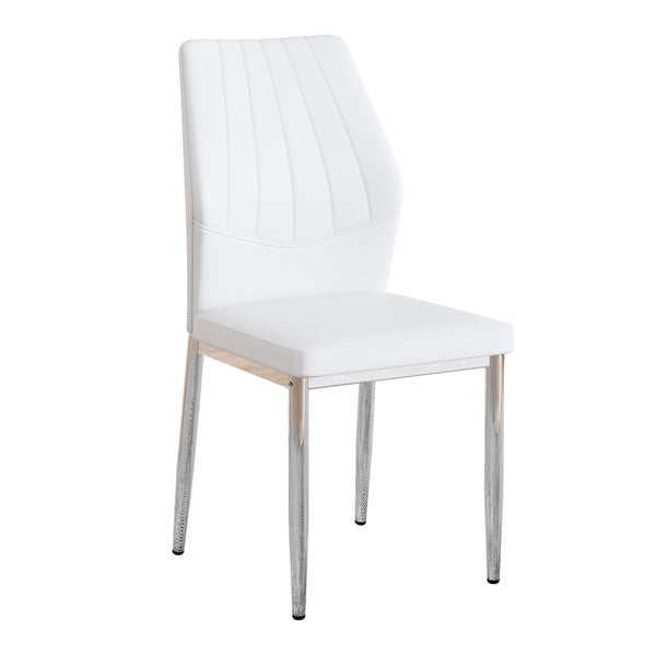 English Elm Set of 4 Brown Shell-Pattern Dining Chairs with Ergonomic Tech Fabric, Sturdy Metal Legs, 37" White+Silver W1151P359609