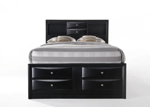 English Elm Ireland Black Finish Full Bed With Integrated Storage & Bookcase Headboard For Compact Spaces B2726S00467