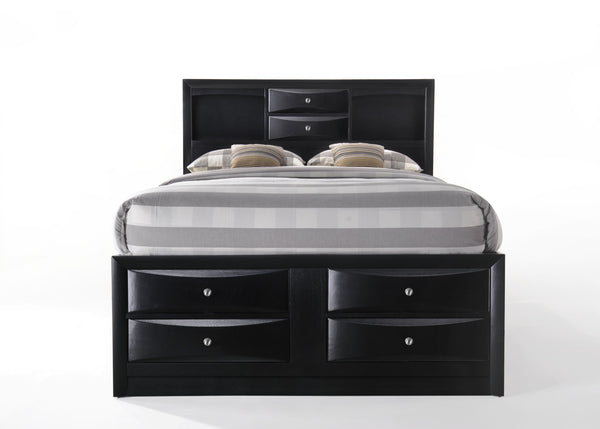 English Elm Ireland Black Finish Full Bed With Integrated Storage & Bookcase Headboard For Compact Spaces B2726S00467