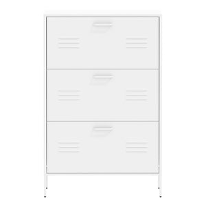 English Elm Shoe 3-Flip Drawer Storage Cabinet with Metal Frame — Freestanding Organizer for Entryway, White T2398P290422