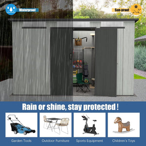 English Elm 6x11ft Outdoor Resin Shed Lockable Doors Skylight Vents Rust Proof Backyard Storage W1859S00175