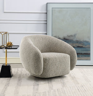 English Elm Isabel Bouclé Swivel Chair with High-Density Foam & Wooden Frame, Plush Comfort and 360° Rotation Brown 42 L x 40 W x 33 H B2726P271004