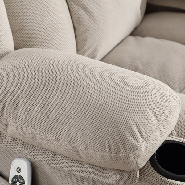 English Elm Swinging Velvet Recliner Chair with Massage Heat Usb Port and 360 Swivel Lounge Seat Beige W1807P298192