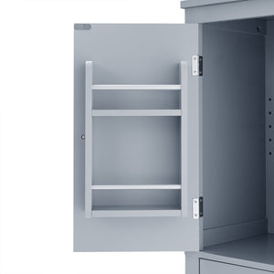 English Elm Elegant Bathroom Floor Storage Cabinet with 4 Doors, Adjustable Shelves, Anti-Tip Design, 28"L x 15"W Grey N725P188461E