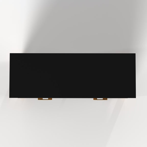 English Elm 6-drawer Solid Wood Dresser Mid-century Modern Gray Finish with Metal Bar Handles Black W1445P419756