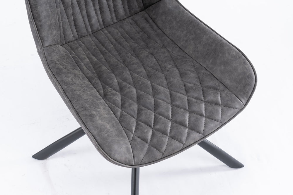 English Elm Mid-Century Modern Swivel Dining Chair Set Of 2 - Elegant Tufted Accents, Metal Legs, Dark Gray T3903P405989