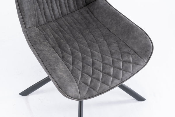 English Elm Mid-Century Modern Swivel Dining Chair Set Of 2 - Elegant Tufted Accents, Metal Legs, Dark Gray T3903P405989