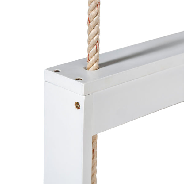 English Elm TOPMAX Acacia Wood Twin Porch Swing Bed Frame with High Back, 350lb Capacity & 118" Hemp Ropes White N717P265795K