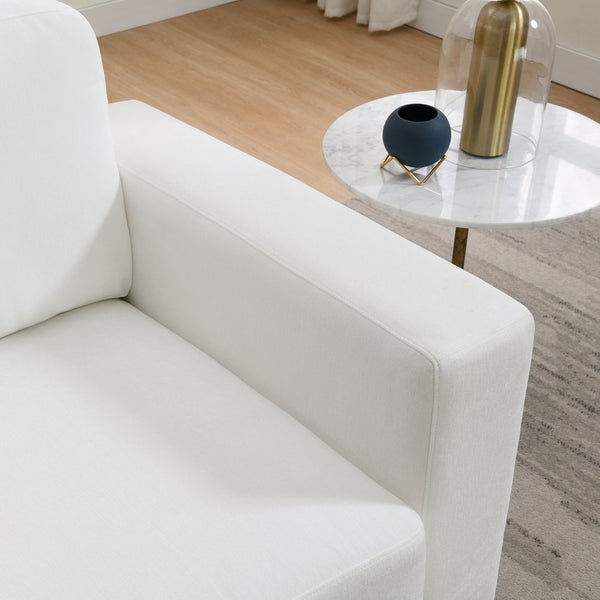 English Elm Oversized Mid-Century Chenille Accent Chair with 7" Memory Foam Seat, Solid Wood Legs, Durable Upholstery Ivory W2671P292061