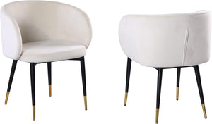 English Elm 1pc Velvet Barrel Back Accent Chair Gold Nailhead Trim Glamorous Curved Seat Cream B011P496762