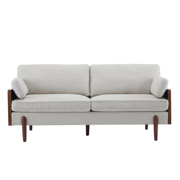 English Elm Mid-century Modern Compact Sofa with Plush Cushions and Rounded Wood Legs for Living Rooms Beige N771P205110M