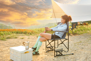English Elm Outdoor Freestyle Rocker Camping Chair with Spring-Action Shock Absorbers, Eazy-Fold Setup, Mesh Backrest and Cup Holder for Comfort and Durability Gray W640P224429