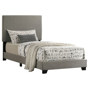 English Elm Efram Upholstered Twin Bed with Padded Headboard and Matte Black Wood Legs B062P441117