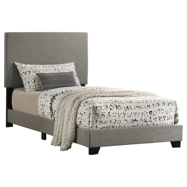 English Elm Efram Upholstered Twin Bed with Padded Headboard and Matte Black Wood Legs B062P441117