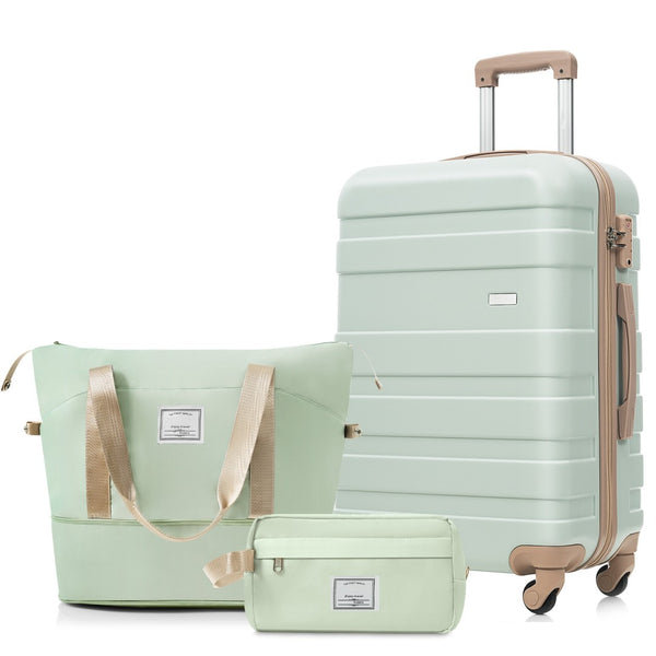 English Elm 3-piece Hardshell Abs Travel Set with Tsa Lock Spinner Wheels Duffel and Toiletry Bag Green N726P439331E