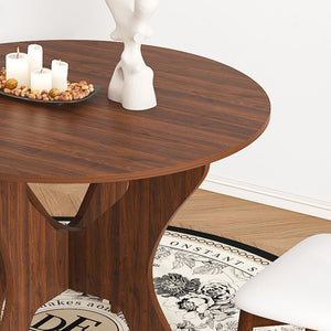 English Elm 43 Inch Foldable Mdf Dining Set with Pu Cushioned Solid Wood Chairs Space Saving Walnut W2700S00114