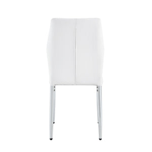 English Elm Table and Chair Set Marble Glass Top Silver Legs White Pu Seating for Modern Dining W1151S04646