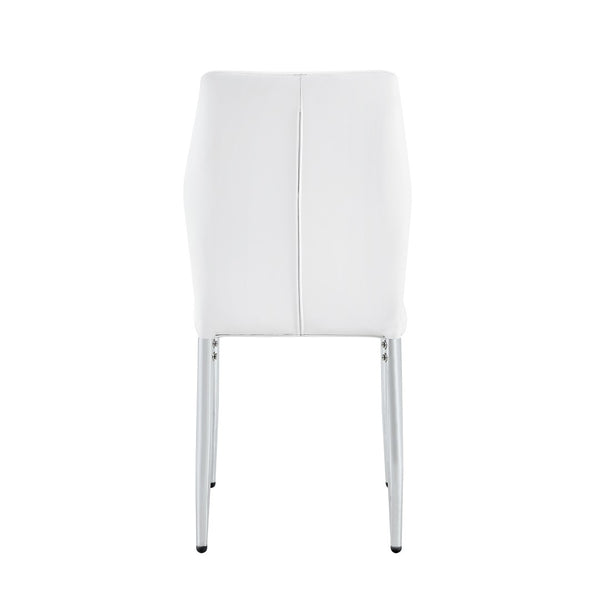 English Elm Table and Chair Set Marble Glass Top Silver Legs White Pu Seating for Modern Dining W1151S04646