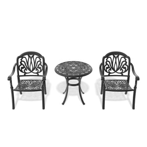 English Elm 3-Piece Cast Aluminum Patio Furniture Set With Cushions, Umbrella Hole, And Stackable Chairs W1710S00413