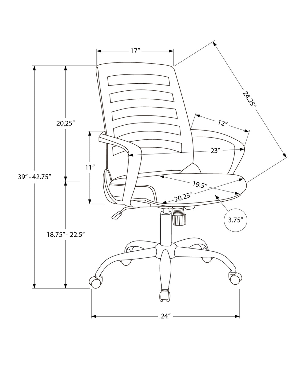 English Elm Office Mid-Back Chair with Breathable Mesh, Ergonomic Curved Support, Padded Wide Seat, Swivel and Height Adjust White 26 L x 13 W x 24 H B2710P219653