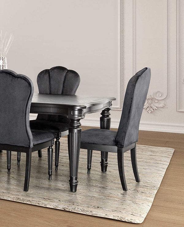English Elm Glam 2-Piece Side Chair Set With Fluted Legs – Upholstered Comfort In Elegant Black Finish For Modern Homes B2741P406181