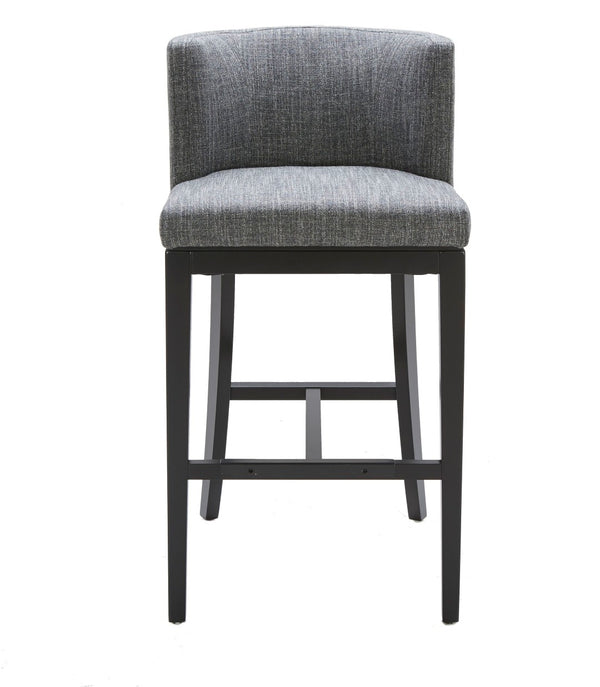 Sunpan HAYDEN Barstool - Stylish Quarry Fabric with Barrel-Back Design, Matte Black Legs, and Durable Support 100969