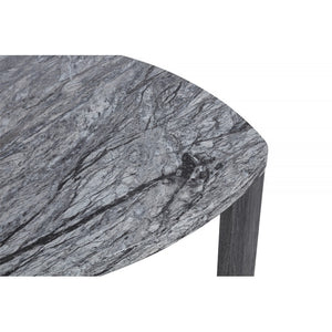 English Elm Granite 2-Piece Gray Marble-Look Nesting Coffee Table Set — Space-Saving Modern Sofa Side Tables B011P356298