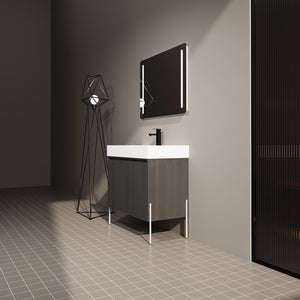 English Elm 36" Freestanding Bathroom Vanity with Durable Resin Sink and Soft-Close Cabinet Doors, Modern Storage Solution for Small Baths W1972S00014